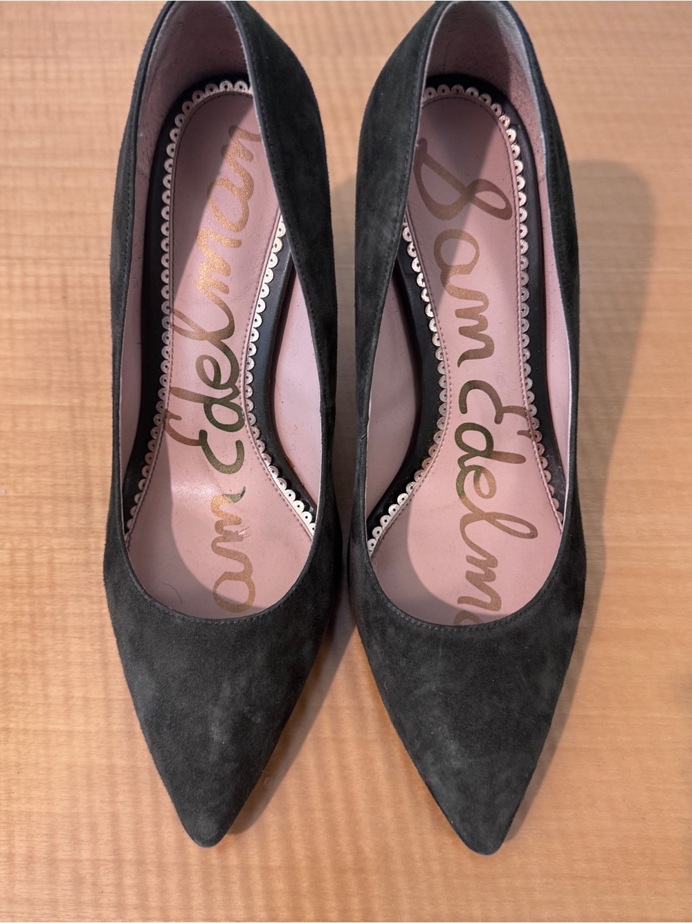 Sam Edelman Army Green Suede Pointed Toe Pumps